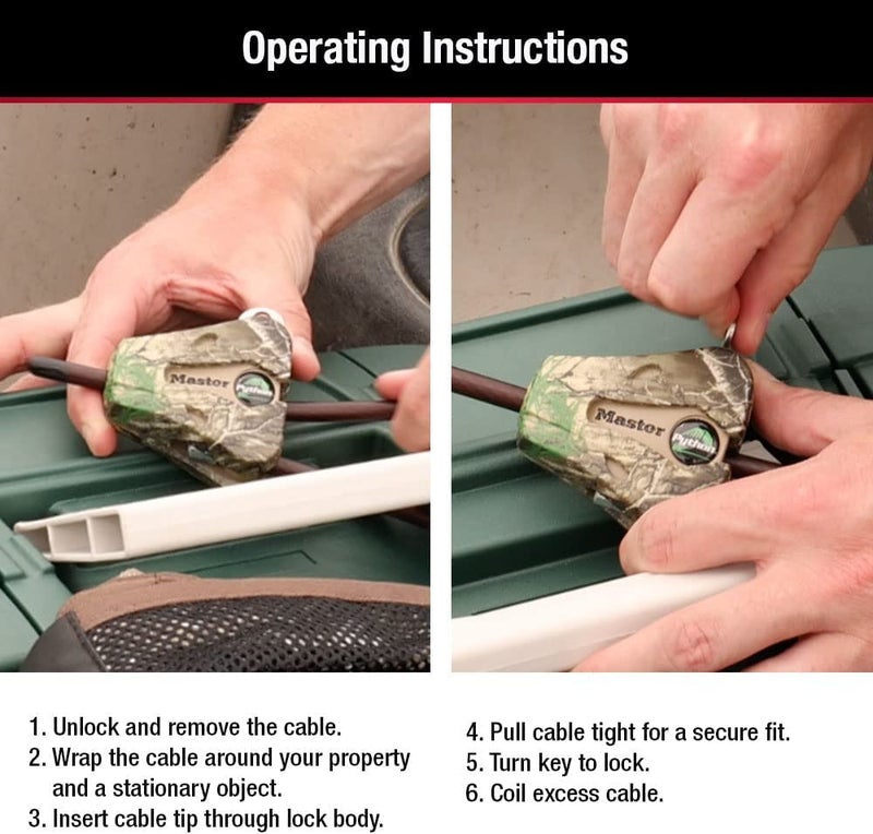 Master Lock - Python Adjustable Camouflage Cable Locks w/6 Keys, 8418KA CAMO 3-Pack - Image 5